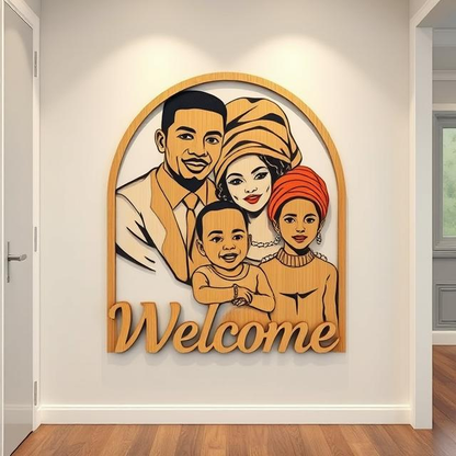 Personalized Wooden Wall Art Family Portrait