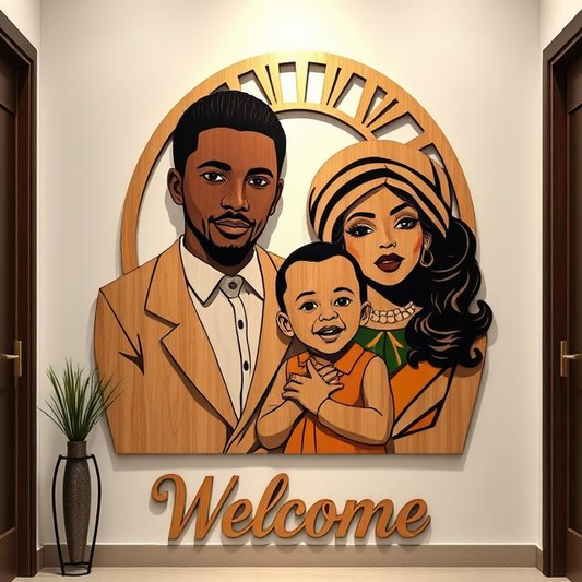 Personalized Wooden Wall Art Family Portrait